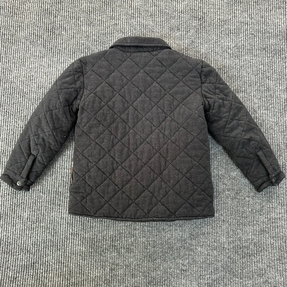 Tommy Bahama Boys Quilted Flannel Lined Shirt Jacket M 7/8 Gray Cotton Blend